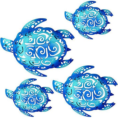 

Sea Turtle Wall Metal Art Decor ,Feng Shui Outside House warming Gift Wall Decorations,Beach Theme for Garden Bathroom Outdoor