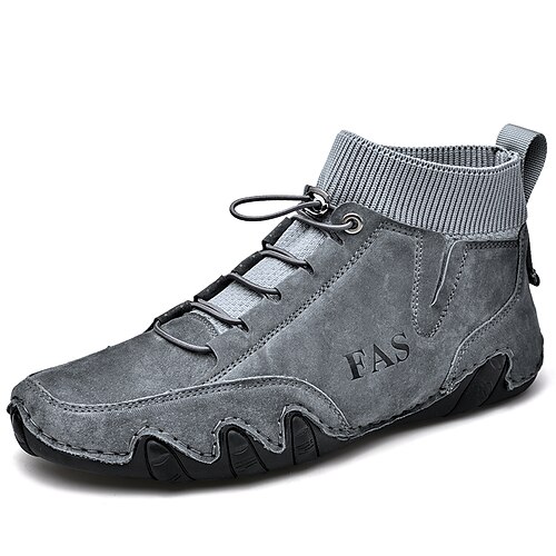 

Men's Sneakers Leather Shoes Comfort Shoes Sporty Casual Outdoor Daily Running Shoes Walking Shoes Nappa Leather Cowhide Breathable Handmade Non-slipping Booties / Ankle Boots Gray Spring Summer