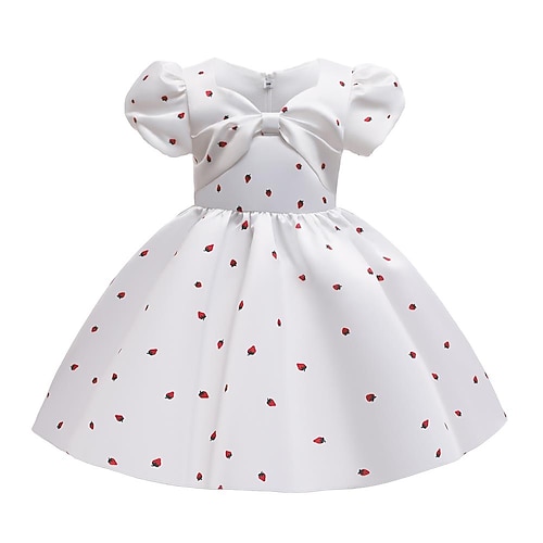 

Kids Little Girls' Dress Graphic Patterned A Line Dress Party Special Occasion Print White Knee-length Short Sleeve Princess Cute Dresses Spring Summer Slim 3-10 Years
