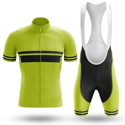 

Men's Short Sleeve Cycling Jersey with Bib Shorts Blue Bike 3D Pad Breathable Quick Dry Sports Graphic Clothing Apparel