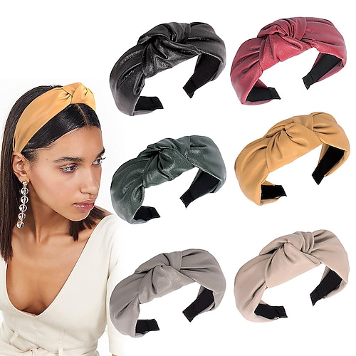 

1 Pc Pu Leather Cross Knotted Headbands for Girls and Women Fashionable Fabric Head Wrap Bright Hair BandsTurban Hair Hoops Hair Accessories (Pu Leather Combo)