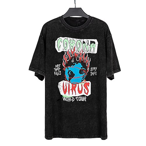 

Men's T shirt Tee Print Graphic Patterned Crew Neck Street Casual Print Short Sleeve Tops Basic Fashion Classic Comfortable Black / Summer