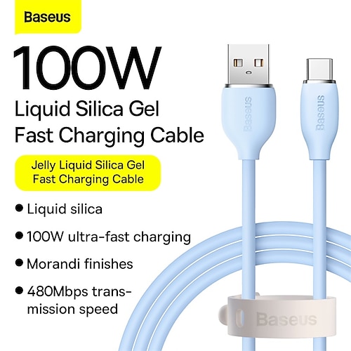 

1 Pack BASEUS Cable 100W 1.2m(4Ft) 6.6ft USB C 5 A Charging Cable Fast Charging High Data Transfer Durable Liquid Silica Gel For Samsung Xiaomi Huawei Phone Accessory