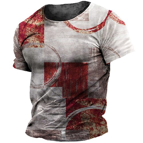 

Men's Unisex T shirt Tee 3D Print Graphic Patterned Color Block Crew Neck Street Daily Print Short Sleeve Tops Designer Casual Vintage Big and Tall Gray / Summer
