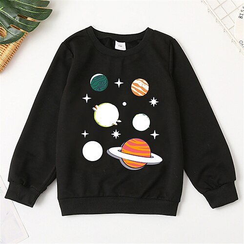 

Kids Boy Girl Halloween Glow In The Dark Sweatshirt Long Sleeve Galaxy Star Crewneck Hoodie Adorable Children Tops Fit 3-8 Years