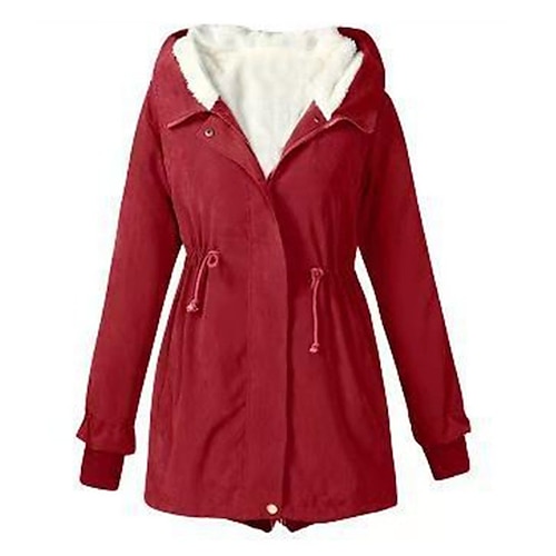 

Women's Winter Jacket Winter Coat Parka Hoodie Jacket Outdoor Street Daily Winter Fall Long Coat Regular Fit Warm Breathable Active Casual Jacket Long Sleeve Solid Color Pocket Fleece Lined Green