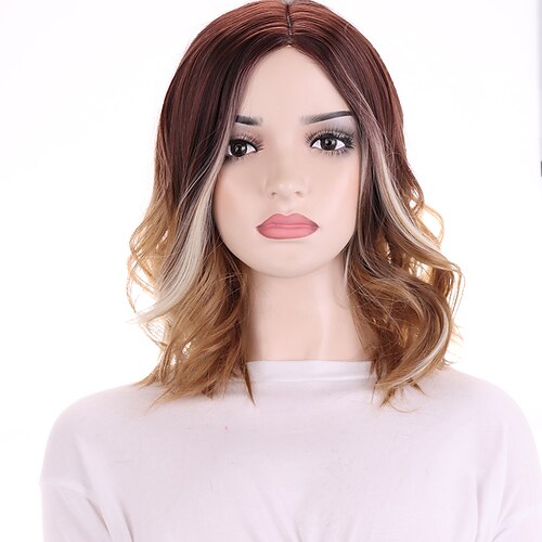 

Synthetic Wig Wavy Middle Part Machine Made Wig Medium Length A1 Synthetic Hair Women's Soft Classic Easy to Carry Ombre Brown / Daily Wear / Party / Evening