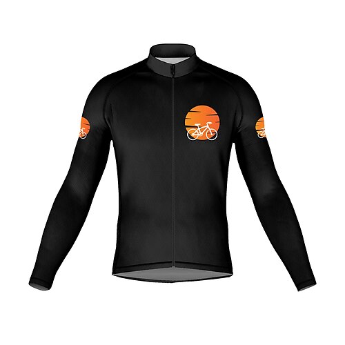 

21Grams Men's Cycling Jersey Long Sleeve Bike Top with 3 Rear Pockets Mountain Bike MTB Road Bike Cycling Breathable Quick Dry Moisture Wicking Reflective Strips Black Graphic Polyester Spandex Sports