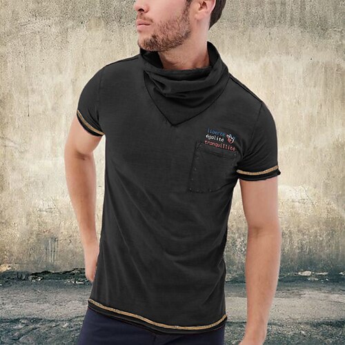 

Men's T shirt Tee Graphic Patterned Letter Cowl Street Casual Print Short Sleeve Tops Designer Classic Big and Tall Pocket Black / Summer / Summer