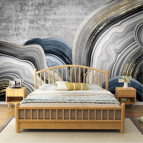 

3D Home Decoration Comtemporary Classic Mural Wall Sticker Grey Abstract Image Suitable For Hotel Restaurant Living Room Bedroom Wallpaper Wallcovering Canvas Adhesive required(Vinyl Self adhesive)