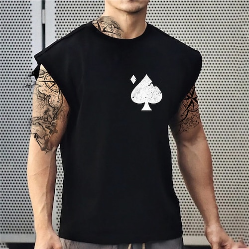 

Men's Unisex T shirt Tee Hot Stamping Graphic Prints Poker Crew Neck Street Daily Print Cap Sleeve Tops Designer Casual Big and Tall Sports Black / Summer