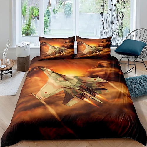 

Aircraft Duvet Cover Quilt Bedding Sets Comforter Cover,Queen/King Size/Twin/Single(1 Duvet Cover, 1 Or 2 Pillowcases Shams)