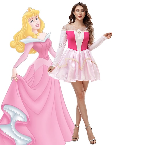 

Princess Princess Aurora Cosplay Costume Masquerade Adults' Women's Dresses Dress Masquerade Festival / Holiday Polyster Rosy Pink Women's Easy Carnival Costumes Solid Colored / Headwear / Headwear