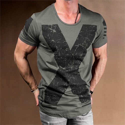 

Men's T shirt Tee 3D Print Graphic Prints Letter Crew Neck Street Casual 3D Print Short Sleeve Tops Fashion Breathable Comfortable Big and Tall Black / Summer / Spring / Summer