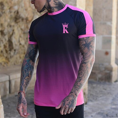 

Men's Unisex T shirt Tee 3D Print Graphic Prints Letter Crew Neck Street Daily Print Short Sleeve Tops Designer Casual Big and Tall Sports Purple / Summer / Summer