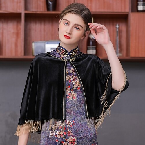 

Sleeveless Ladies / Elegant Velvet Special Occasion / Event / Party Shawl Wrap / Shawls / Women's Wrap With Tassel