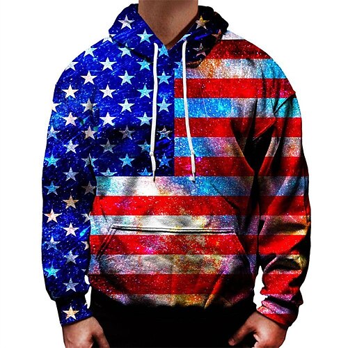 

Men's Unisex Pullover Hoodie Sweatshirt Graphic Prints American Flag Print Daily Sports 3D Print Designer Casual Hoodies Sweatshirts Red