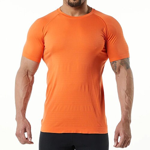 

Men's Running Shirt Short Sleeve Tee Tshirt Athletic Spandex Breathable Quick Dry Moisture Wicking Gym Workout Running Active Training Sportswear Activewear Solid Colored Light Yellow Dark Grey Black