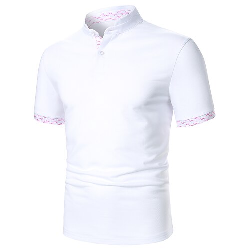 

Men's Golf Shirt Dress Shirt Casual Shirt Shirt Print Curve Geometry Standing Collar Casual Leisure Sports Color Block Button-Down Short Sleeve Tops Simple Color Block Casual Fashion White