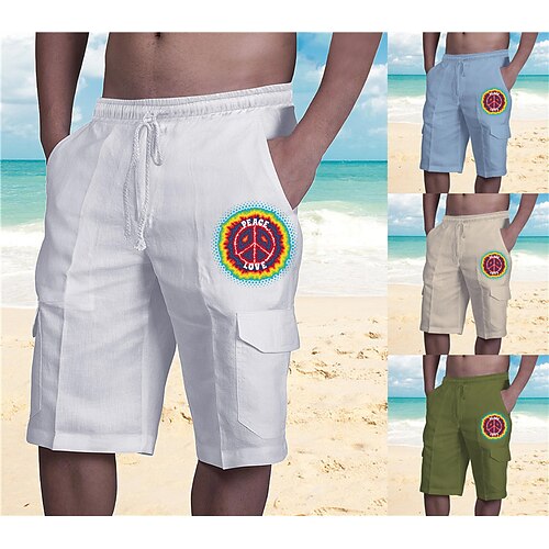 

Men's Shorts Beach Shorts Drawstring Elastic Waist Multiple Pockets Graphic Breathable Soft Short Casual Daily Holiday Streetwear Designer Green Blue Micro-elastic