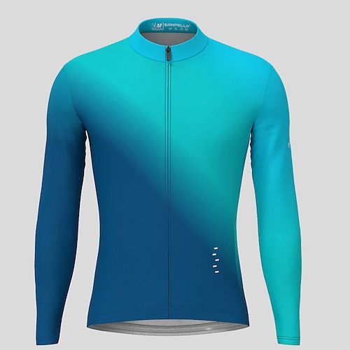 

21Grams Men's Cycling Jersey Long Sleeve Bike Top with 3 Rear Pockets Mountain Bike MTB Road Bike Cycling Breathable Quick Dry Moisture Wicking Reflective Strips Yellow Rosy Pink Sky Blue Gradient