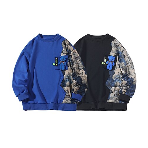 

Men's Sweatshirt Pullover Graphic Patterned Bear Print Daily Work Weekend 3D Print Designer Casual Hoodies Sweatshirts Long Sleeve Black Blue