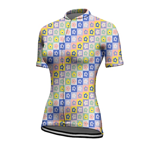 

21Grams Women's Cycling Jersey Short Sleeve Bike Top with 3 Rear Pockets Mountain Bike MTB Road Bike Cycling Breathable Quick Dry Moisture Wicking Reflective Strips Yellow Floral Botanical Polyester