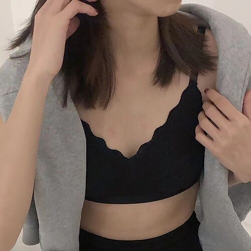 

Women's Bras Bralettes Wireless Padded Bras Adjustable 3/4 Cup Solid Color Micro-elastic Breathable Push Up Date Casual Daily Black