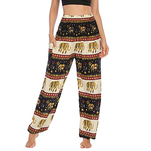 

Women's Joggers Pants Trousers Harem Pants Red Black High Waist Boho Hip-Hop Hippie Casual Weekend High Cut Print Micro-elastic Full Length Comfort Animal One-Size / Loose Fit