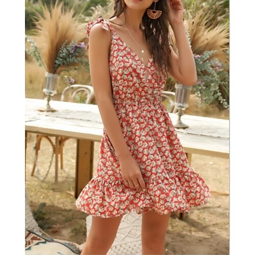 

Women's A Line Dress Short Mini Dress Rainbow Sleeveless Print Print Spring Summer V Neck Stylish Casual 2022 S M L XL