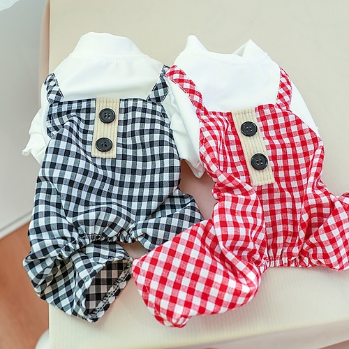 

Dog Cat Jumpsuit Plaid / Check Adorable Cute Dailywear Casual Daily Winter Dog Clothes Puppy Clothes Dog Outfits Soft Black Red Costume for Girl and Boy Dog Polyester XS S M L XL