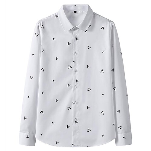 

Men's Shirt Graphic Patterned Classic Collar Casual Work Embroidered Long Sleeve Tops Business White Black Royal Blue