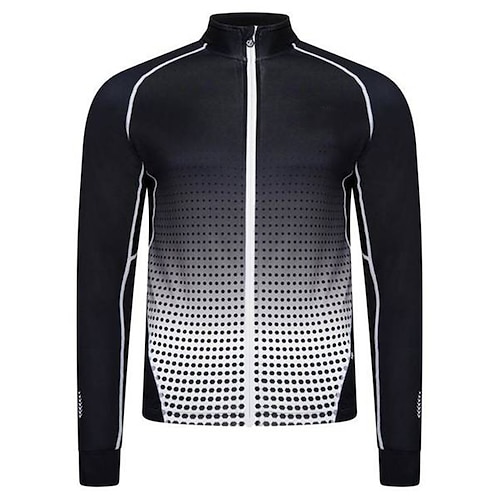 

21Grams Men's Cycling Jersey Long Sleeve Bike Top with 3 Rear Pockets Mountain Bike MTB Road Bike Cycling Breathable Quick Dry Moisture Wicking Reflective Strips Black Polka Dot Polyester Spandex