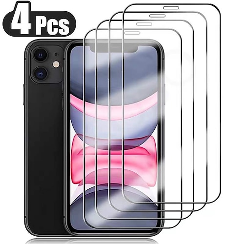 

[4 Pack] Phone Screen Protector For Apple iPhone 14 Pro Max 14 Plus 13 12 11 Pro Max Mini SE Tempered Glass High Definition (HD) 9H Hardness Scratch Proof Phone Accessory
