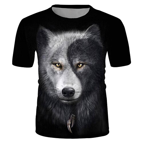 

Vikings The Mountain Black and White Wolf Face Color Block Short Sleeve T Shirt Graphic Tee Tops Men's Women's