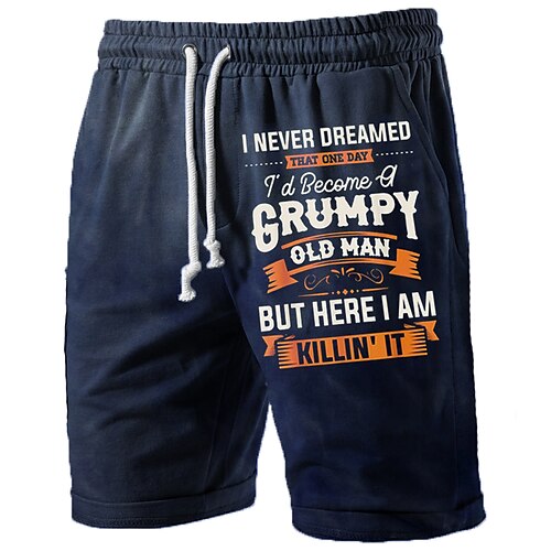 

Men's Classic Style Fashion Active Shorts Drawstring Elastic Waist Print Short Pants Sports Outdoor Casual Micro-elastic Letter Cotton Blend Comfort Breathable Mid Waist Blue S M L XL XXL