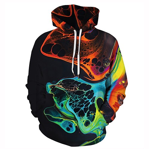 

Men's Pullover Hoodie Sweatshirt Graphic Patterned Abstract Print Daily Sports Streetwear 3D Print Casual Big and Tall Hoodies Sweatshirts Black