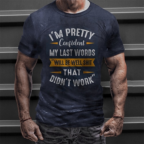 

Men's Unisex T shirt Tee Letter Graphic Prints Crew Neck Army Green Brown Navy Blue Black 3D Print Outdoor Street Short Sleeve Print Clothing Apparel Vintage Sports Designer Casual / Summer / Summer