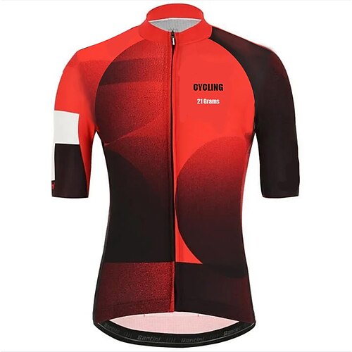 

21Grams Men's Cycling Jersey Short Sleeve Bike Jersey Top with 3 Rear Pockets Mountain Bike MTB Road Bike Cycling Breathable Quick Dry Moisture Wicking Reflective Strips Red Polyester Spandex Sports