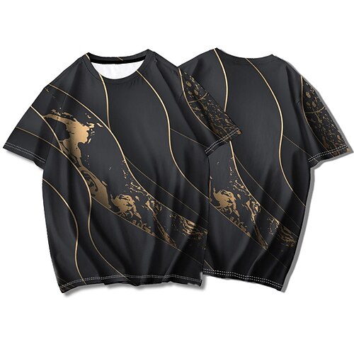 

Men's T shirt Tee 3D Print Graphic Patterned Crew Neck Street Casual Print Short Sleeve Tops Basic Fashion Classic Comfortable Black / Summer