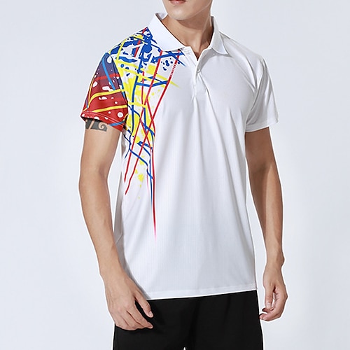 

Men's Golf Shirt Tennis Shirt Breathable Quick Dry Moisture Wicking Short Sleeve T Shirt Top Regular Fit Printed Summer Gym Workout Tennis Badminton / Micro-elastic / Lightweight