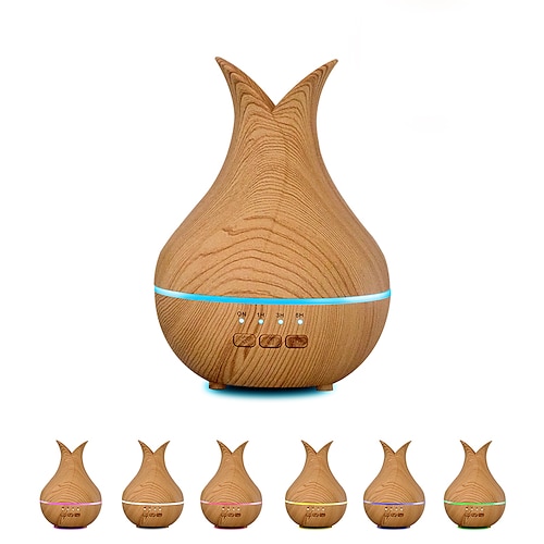 

Air Humidifier Aroma Diffuser Wood Grain Vase Type Humidifier Wood Grain Mist Maker Aromatherapy Air Purifier For Home