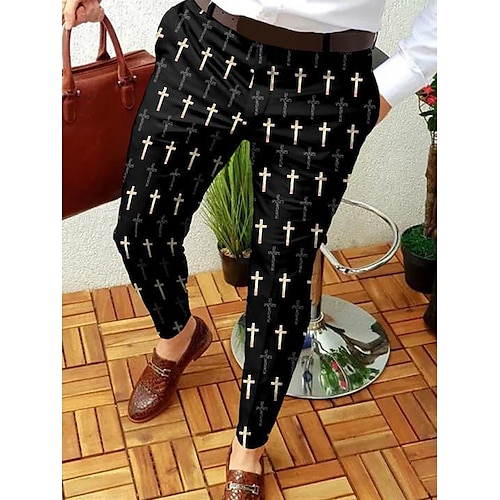 

Men's Chinos Slacks Trousers Pencil Pants Jogger Pants Side Pockets Print Geometry Full Length Casual Daily Casual Trousers Black