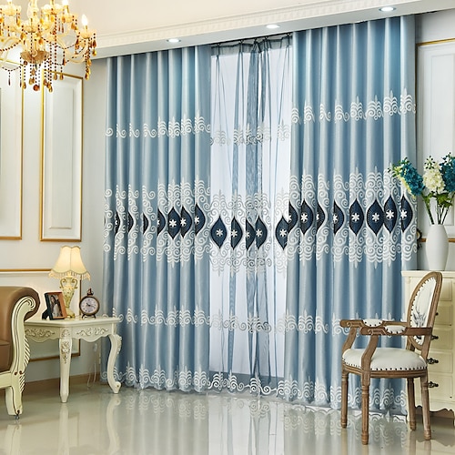 

Two Panel European-Style High-End Embroidered Curtains Living Room Bedroom Dining Room Children's Room Study Insulation Curtain