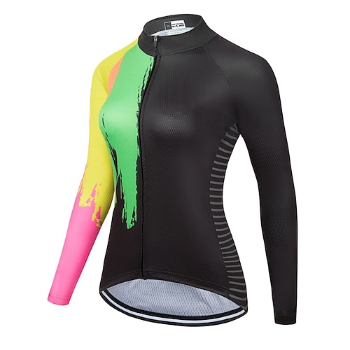 

21Grams Women's Long Sleeve Cycling Jersey Bike Top with 3 Rear Pockets Mountain Bike MTB Road Bike Cycling Breathable Quick Dry Moisture Wicking Black Rosy Pink Graffiti Spandex Polyester Sports
