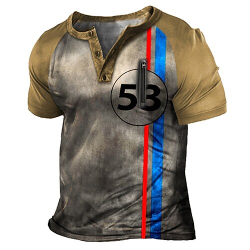 

Men's Henley Shirt Tee T shirt Tee Graphic Patterned Color Block Plus Size Henley Daily Sports Zipper Button-Down Short Sleeve Tops Designer Basic Casual Classic Dark Gray / Summer
