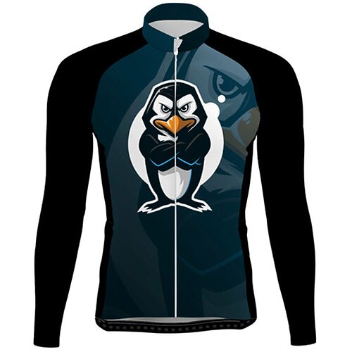 

21Grams Men's Cycling Jersey Long Sleeve Bike Top with 3 Rear Pockets Mountain Bike MTB Road Bike Cycling Breathable Quick Dry Moisture Wicking Reflective Strips Black Penguin Polyester Spandex Sports
