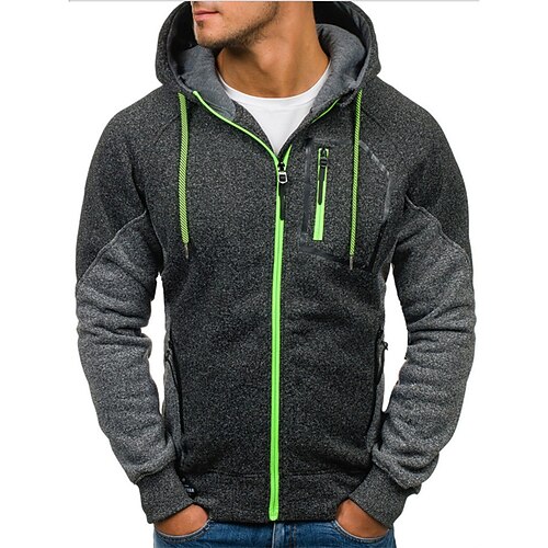 

Men's Full Zip Hoodie Jacket Color Block Zipper Pocket Daily Holiday Going out non-printing Casual Streetwear Hoodies Sweatshirts Dark Gray