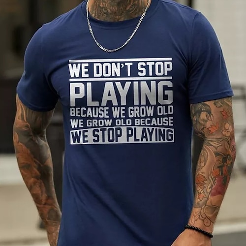 

Men's T shirt Tee Graphic Patterned Letter Crew Neck Street Casual Print Short Sleeve Tops Fashion Breathable Comfortable Big and Tall Black Blue Red / Summer / Spring / Summer