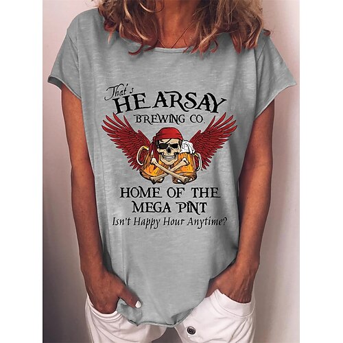

Women's T shirt Tee Letter Casual Daily T shirt Tee Short Sleeve Print Round Neck Basic Essential Green Black Blue S